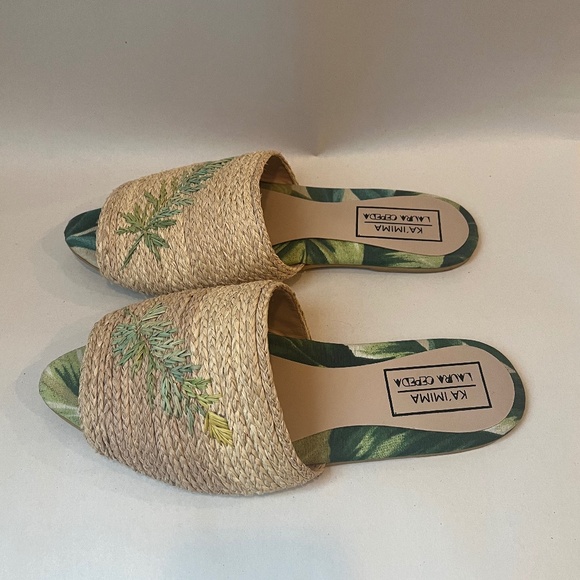 Laura Cepeda Ka'imima Palm Leaves Sraw Tuchin Tradicional Sandals Slip Ons Shoes - Picture 9 of 10